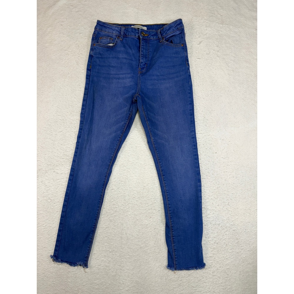 Denim Co Womens High Rise Skinny Jeans Blue Frayed Hem Size 8 US 12 UK